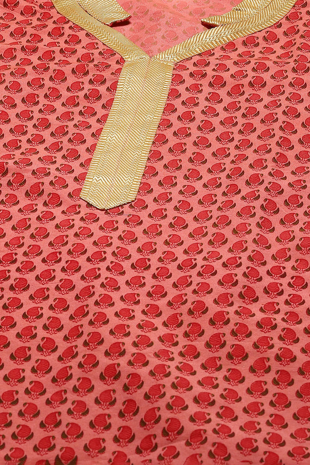 Pink Cotton Handloom Unstitched Suit Set image number 2