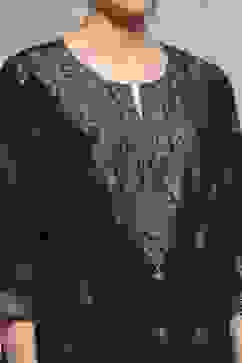 Purple Viscose Blend Straight Printed Suit Set image number 1