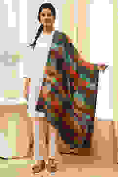 Multicolored Cotton Blend Dupatta image number 3