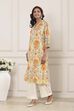Off White Cotton Straight Kurta image number 2