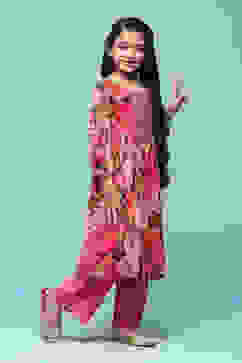 Pink Polyester Gathered Printed 2 Piece Set image number 5