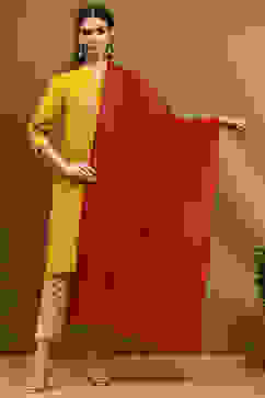 Red Poly Silk Yarn-Dyed Festive Dupatta image number 4