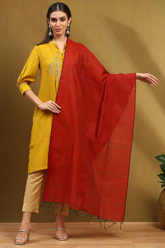 Red Poly Silk Yarn-Dyed Festive Dupatta image number 4