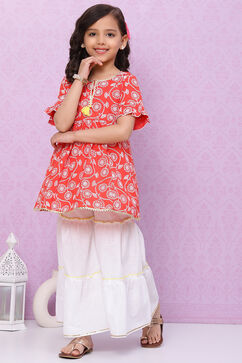 Pink Berry Cotton Short Printed Kurta image number 0