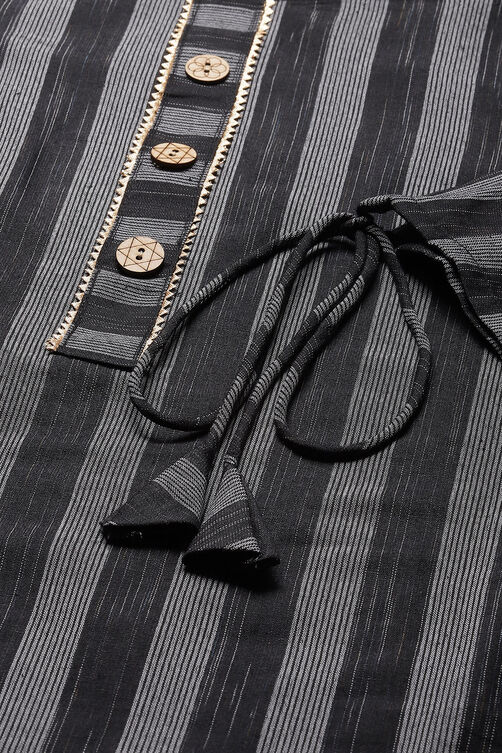 Black Cotton Unstitched Dress Material Suit Set image number 1