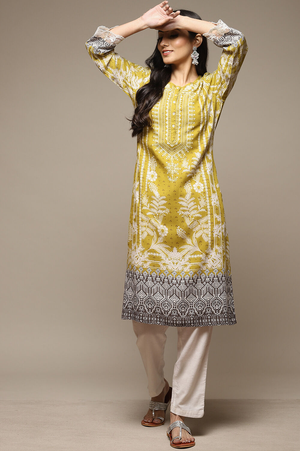 Denim Blue LIVA Straight Printed Kurta image number 5