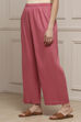 Light Pink Viscose Rayon Straight Palazzos image number 2