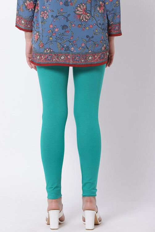 Teal Cotton Blend Solid Anklets image number 5