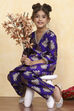 Purple Polyester Textured Flared Kurta Pants Set image number 0