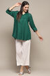 Green LIVA Straight Solid Shirt