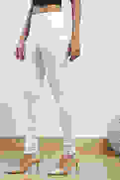 White Cotton Blend Solid Churidar image number 2