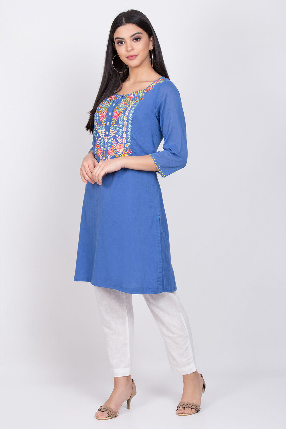 Blue Straight Kurta image number 2