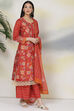 Yellow Cotton Silk Double Layered Kurta Flared Palazzo Suit Set image number 6