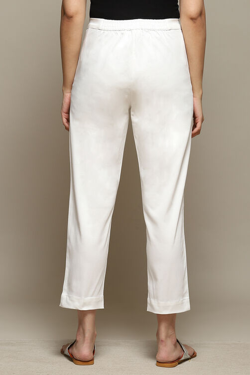 Beige Cotton Blend Slim Pant image number 3
