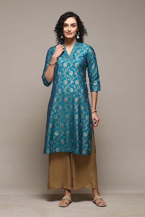 Red Poly Viscose Straight Printed Kurta image number 5