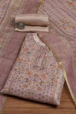 Gray Tissue Printed Unstitched Suit Set image number 0