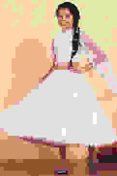 Ivory Embroidered Georgette Lehenga Set image number 6