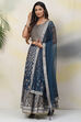 Teal Straight Art Silk Lehenga Set image number 5