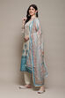 Beige Chanderi Blend Machine Embroidered Unstitched Suit Set image number 6