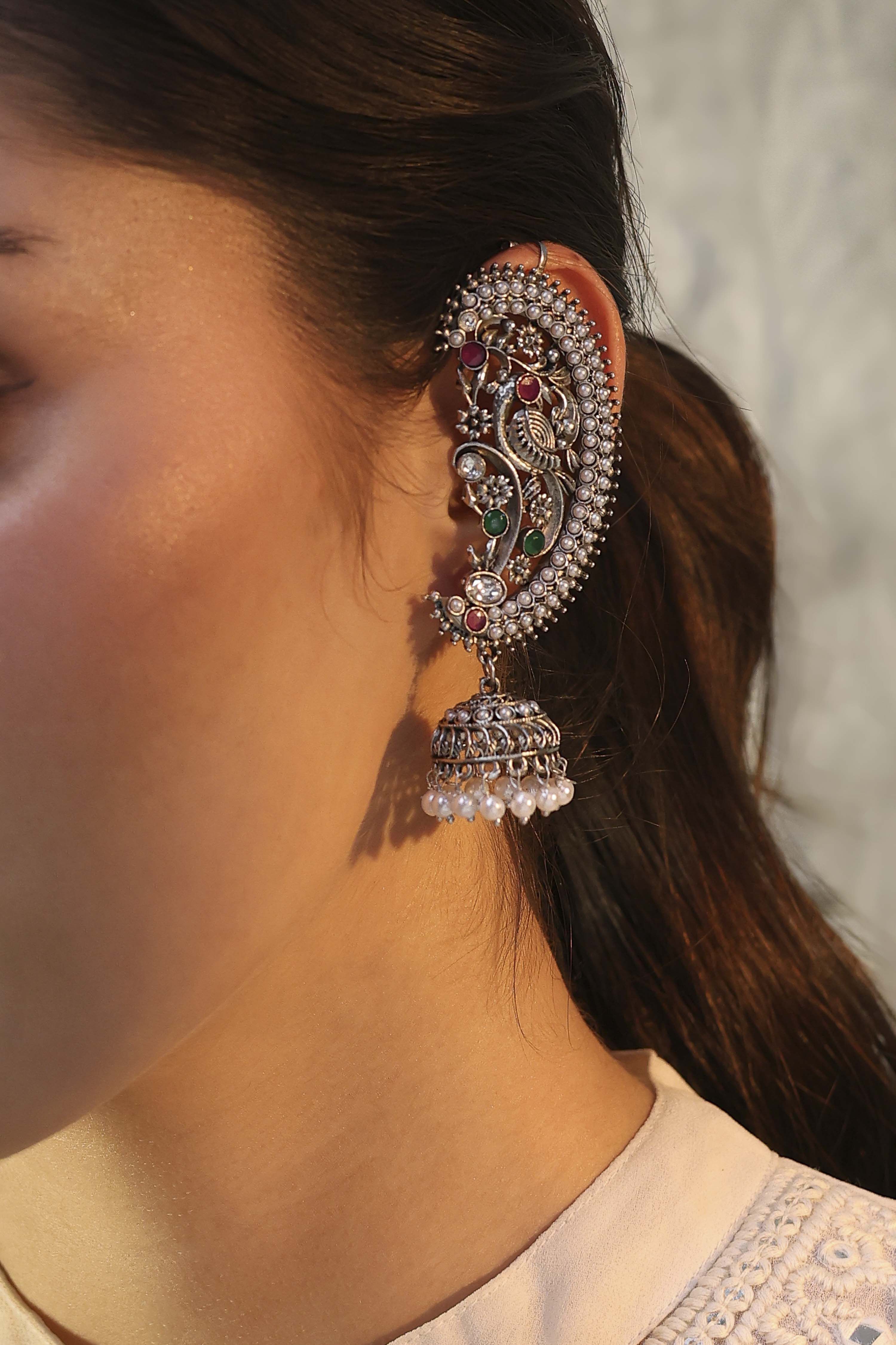 Oxidised Textured Earrings image number 1