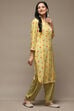 Yellow Rayon Straight Kurta Pants Suit Set image number 5