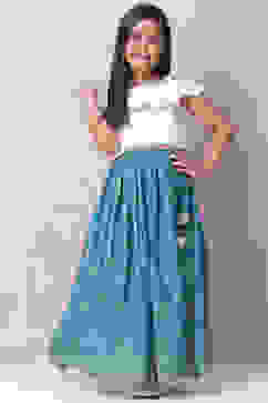 Teal Viscose Lehenga Set image number 0