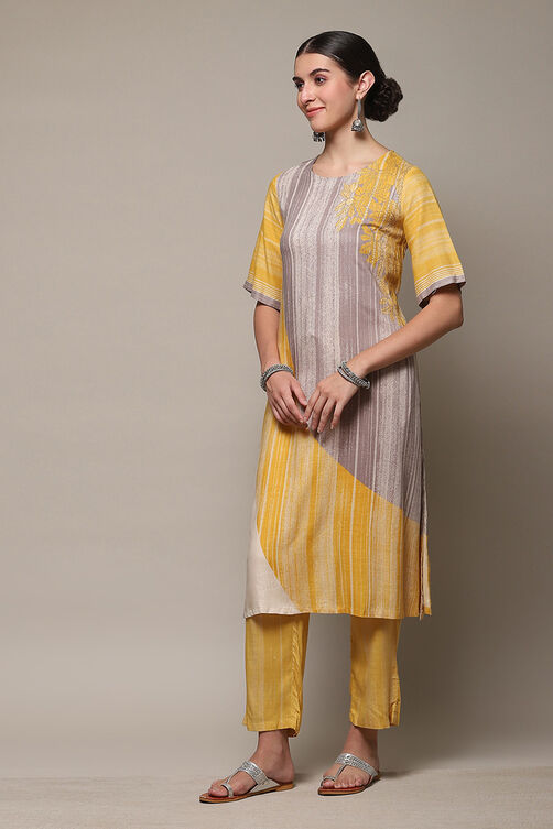 Ice Blue LIVA Straight Printed 2 Piece Set image number 3