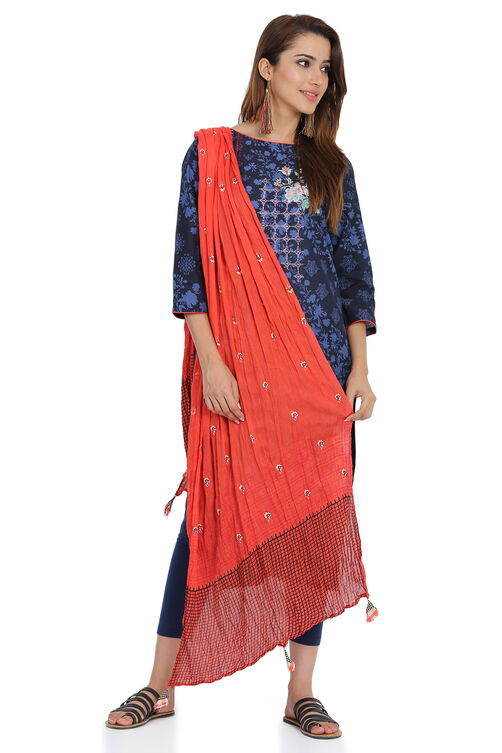 Coral Rayon Printed Dupatta image number 0