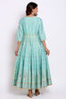 Sky Blue Cotton Silk Anarkali Kurta Churidar Suit Set image number 5