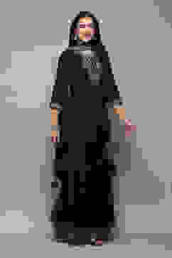 Black Poly Cotton Straight Kurta Garara Suit Set image number 6