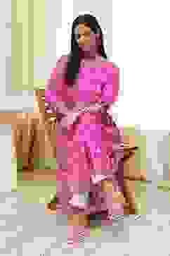 Pink Modal Printed A-Line Kurta image number 2