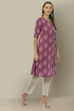 Purple Cotton IKAT Straight Yarndyed Kurta image number 2