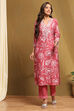 Old Rose Polyester Blend Straight Kurta Pants Set image number 6