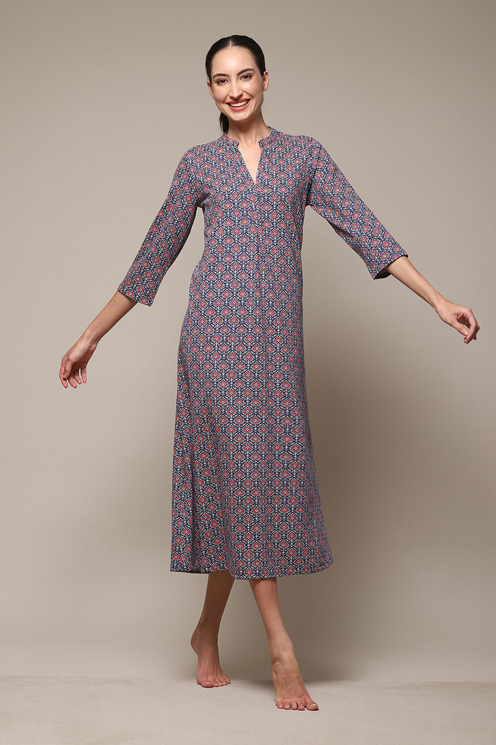 Navy Cotton Printed Sleepwear image number 0