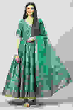 Green Anarkali Kurta Churidar Suit Set image number 0
