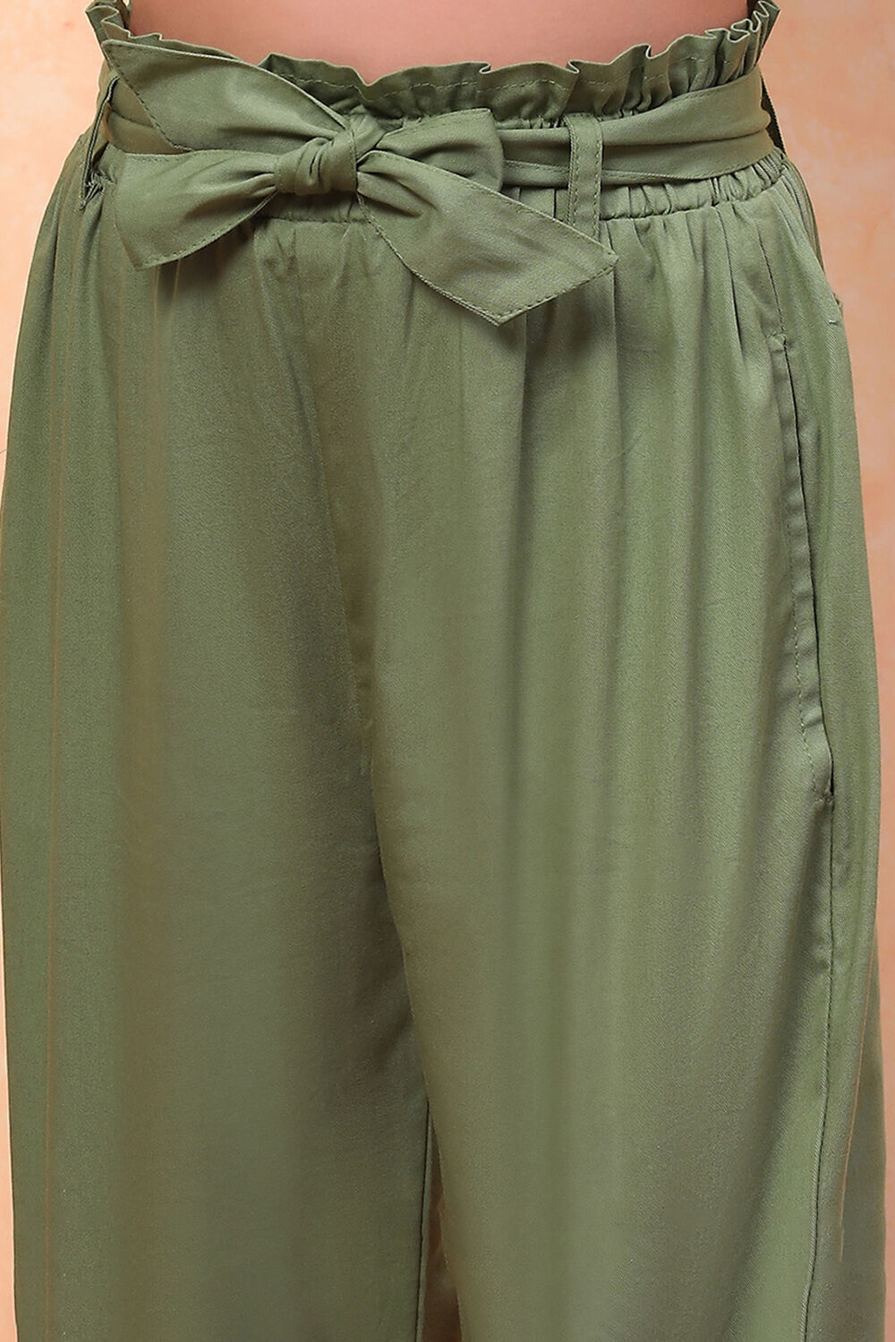 Green Viscose Blend Printed Top and Pant Set image number 2