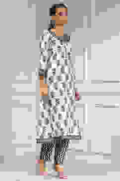 Indigo Cotton Modal Digital Print Unstitched Suit Set image number 6