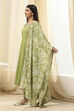 Blue Cotton Foil Printed Anarkali Suit Set image number 3