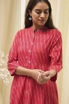 Marron Cotton Short Yarndyed Kurti image number 1