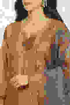 Mustard Chanderi Unstitched Suit Set image number 2