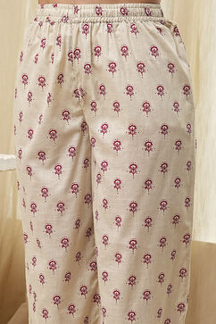 Red Cotton Printed Gathered Suit Set image number 2