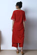 Red Cotton Straight Kurta Flared Palazzo Suit Set image number 6