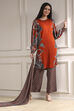 Orange Viscose Printed Fusion Set image number 6