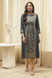 Indigo Rayon A-Line Printed Kurta image number 5