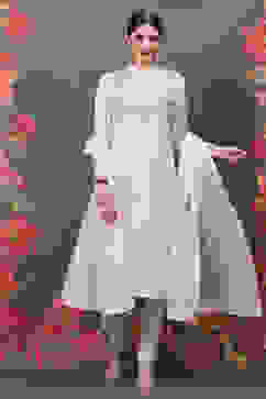 Rohit Bal Cream Cotton Silk Straight Yarndyed Suit Set image number 5