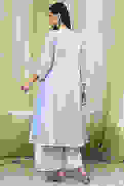 Blue Embroidered Kalidar Suit Set image number 4