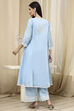 Blue Viscose Kalidar Suit Set image number 4