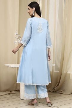 Blue Viscose Kalidar Suit Set image number 4