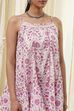 White and Blue Cotton Floral Flared Suit Set image number 1