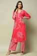 Pink LIVA Straight Printed 2 Piece Set